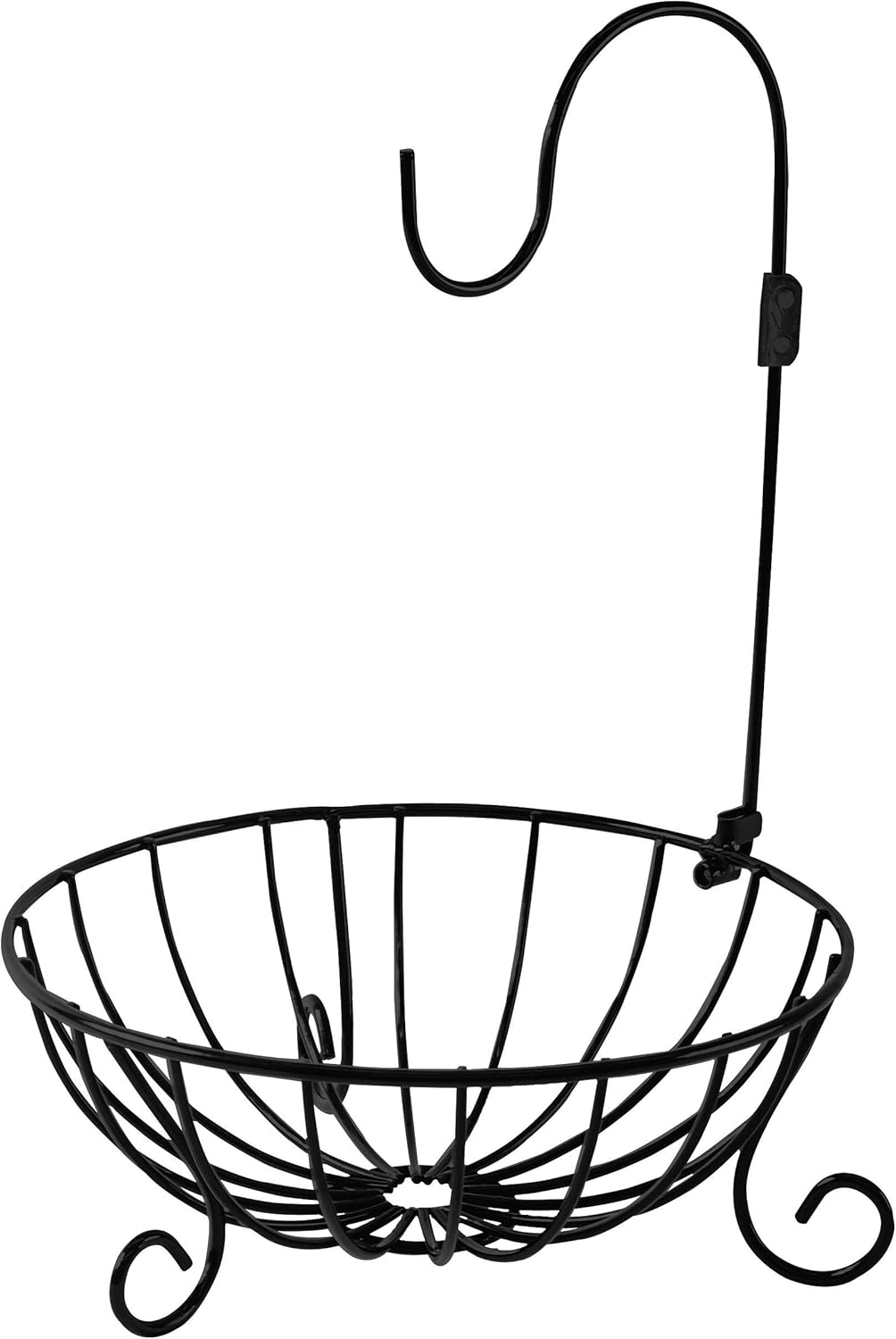 Bahoki Essentials Fruit Tree Bowl - with Foldable Banana Hanger - Store Your Fruit and Save Counter Space - Wire Storage Basket - Black