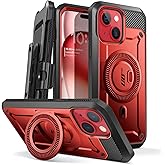 SUPCASE for iPhone 15 Case with Stand (Unicorn Beetle Pro Mag), [Built-in Screen Protector & Belt Clip] [Compatible with MagSafe] Military-Grade Magnetic Phone Case for iPhone 15/14/13, Ruddy