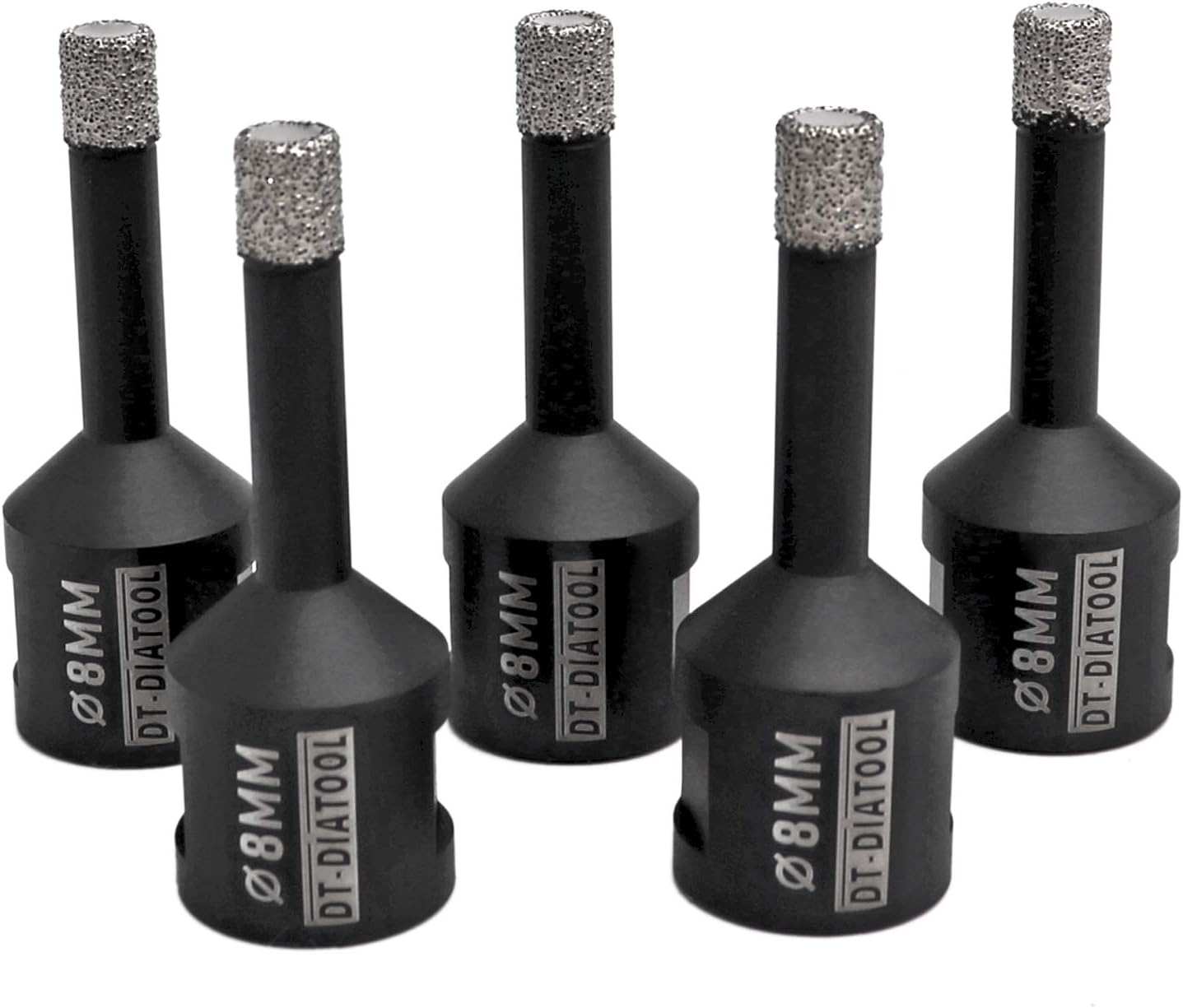 DT-DIATOOL Diamond Drill Bit 5PCS 8mm Hole Saw for Dry Drilling Tile Porcelain Marble Ceramic Granite, Black