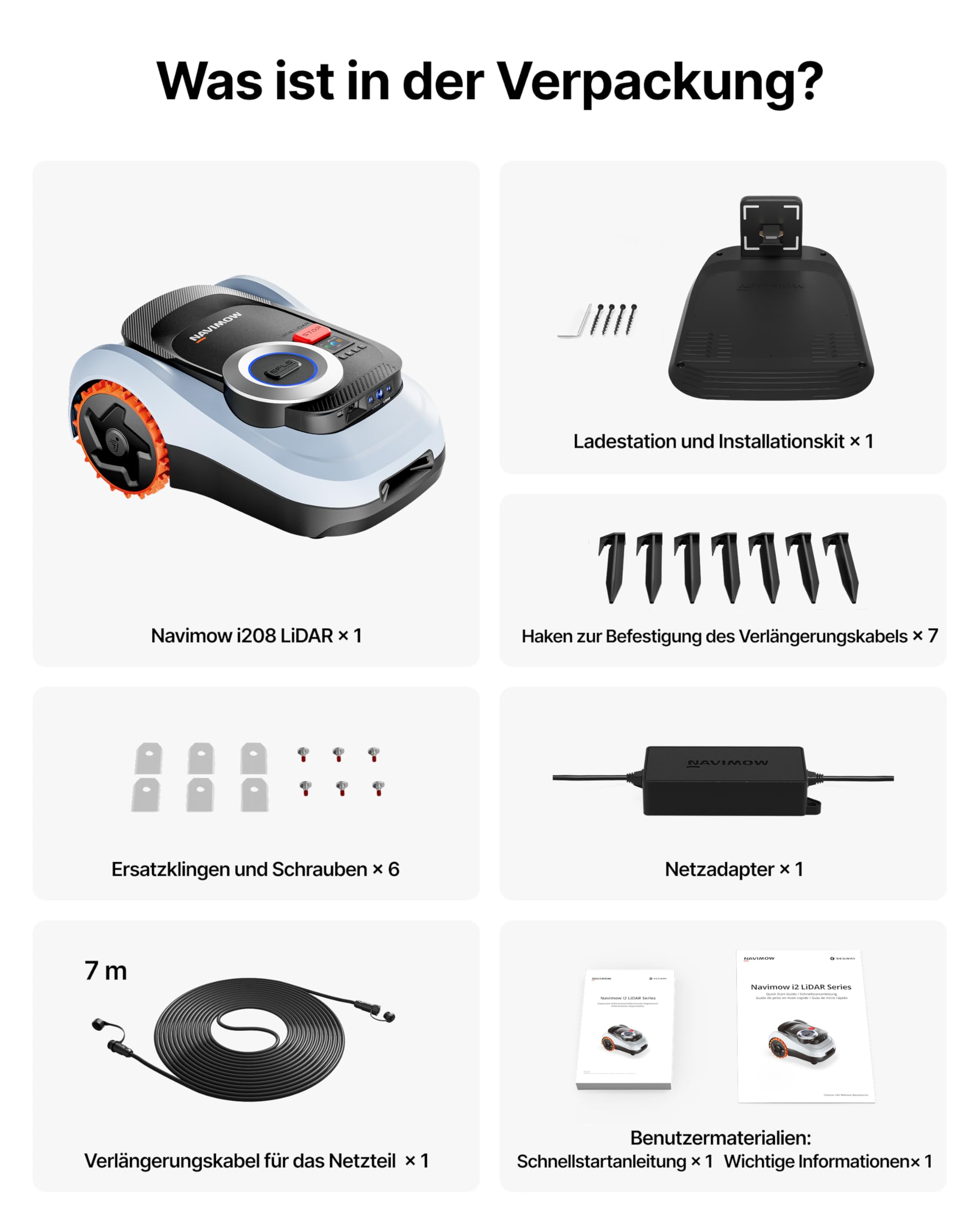 Segway Navimow i208 LiDAR Mähroboter ohne Begrenzungskabel für 800 m² mit Garage M, Geländereifen für Hänge bis 45% Neigung, LiDAR und Vision Dual System, EIN-TIPP-Kartieren (Getrennt versandt Werden) 8