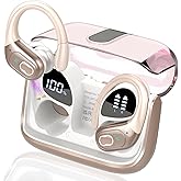 Wireless Earbuds 75hrs Bluetooth 5.4 Headphone Sport, 2026 Bluetooth Earbuds Stereo Deep Bass Over Ear Bud with Earhooks, ENC Noise Cancelling Mic, IPX7 Waterproof Earphone for Gym/Workout, Rose Gold