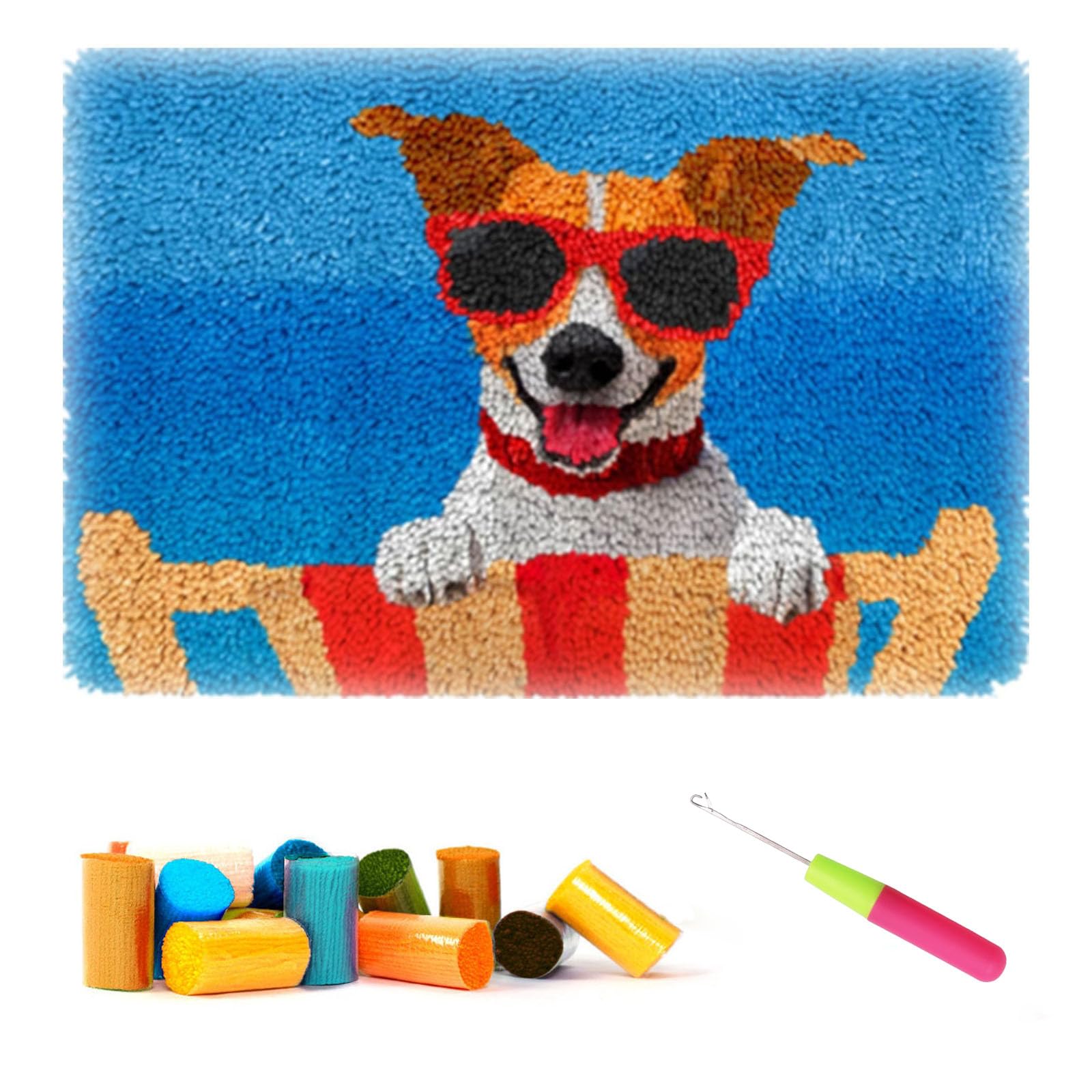 CCWORAN Dog Rug Making Kit For Adults Diy Craft Latch Hook Rug Kit Set Tapestry Cushion Patterns Printed Mesh Mat Canvas Wool Yarn โ image 1