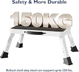 BONTEC 3 Level Adjustable Folding Step Stool White Anti Slip 150kg view 2