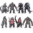 JAYKENIXO Set of 8 Action Figures King of The Monsters Dragon VS Kong Mini Dinosaur Orangutan Playsets