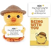 Gorsbark Valentines Gifts for Mom, Handmade Crochet Emotional Support Chicken, Birthday Gifts for Mom, Women, Mother in Law, Cute Chicken Desk Decor, Funny I Love You Stocking Stuffers for Moms