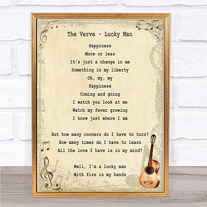 Amazon Co Jp ラッキーマン ヴィンテージ 歌詞 アート 音楽 引用句 ギフト ポスター プリント S 文房具 オフィス用品