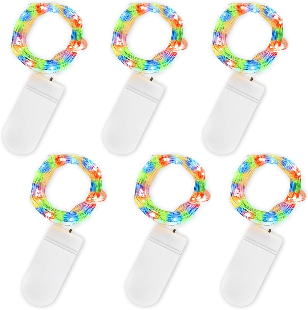 Jsdoin Fairy Lights 6 Pack 2m 20 LED Copper Wire Battery Operated Multicolour