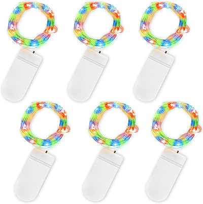 Jsdoin Fairy Lights 6 Pack 2m 20 LED Copper Wire Battery Operated Multicolour