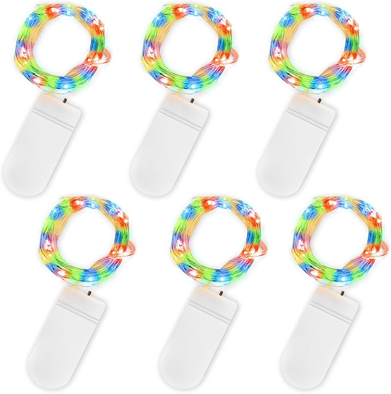 Jsdoin Fairy Lights 6 Pack 2m 20 LED Copper Wire Battery Operated Multicolour