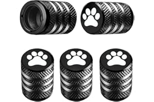Tire Valve Stem Cap Cover - (5 Pack) Tire Air Caps Metal with Plastic Liner Corrosion Resistant Leak-Proof Paw Print for Car 