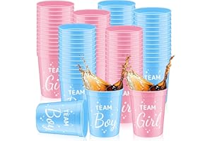 Pickmesh 48 Pcs Gender Reveal Cups 16 oz Plastic Team Boy Team Girl Cups Gender Reveal Party Drinking Cups Pink and Blue Gender Reveal Party Supplies for Beverage Drink Baby Shower Decorations