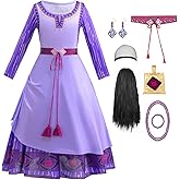 ZaisuiFun Princess Asha Costume for Girls Wish Asha Dress Up Kids Halloween Cosplay Outfits with Accessories