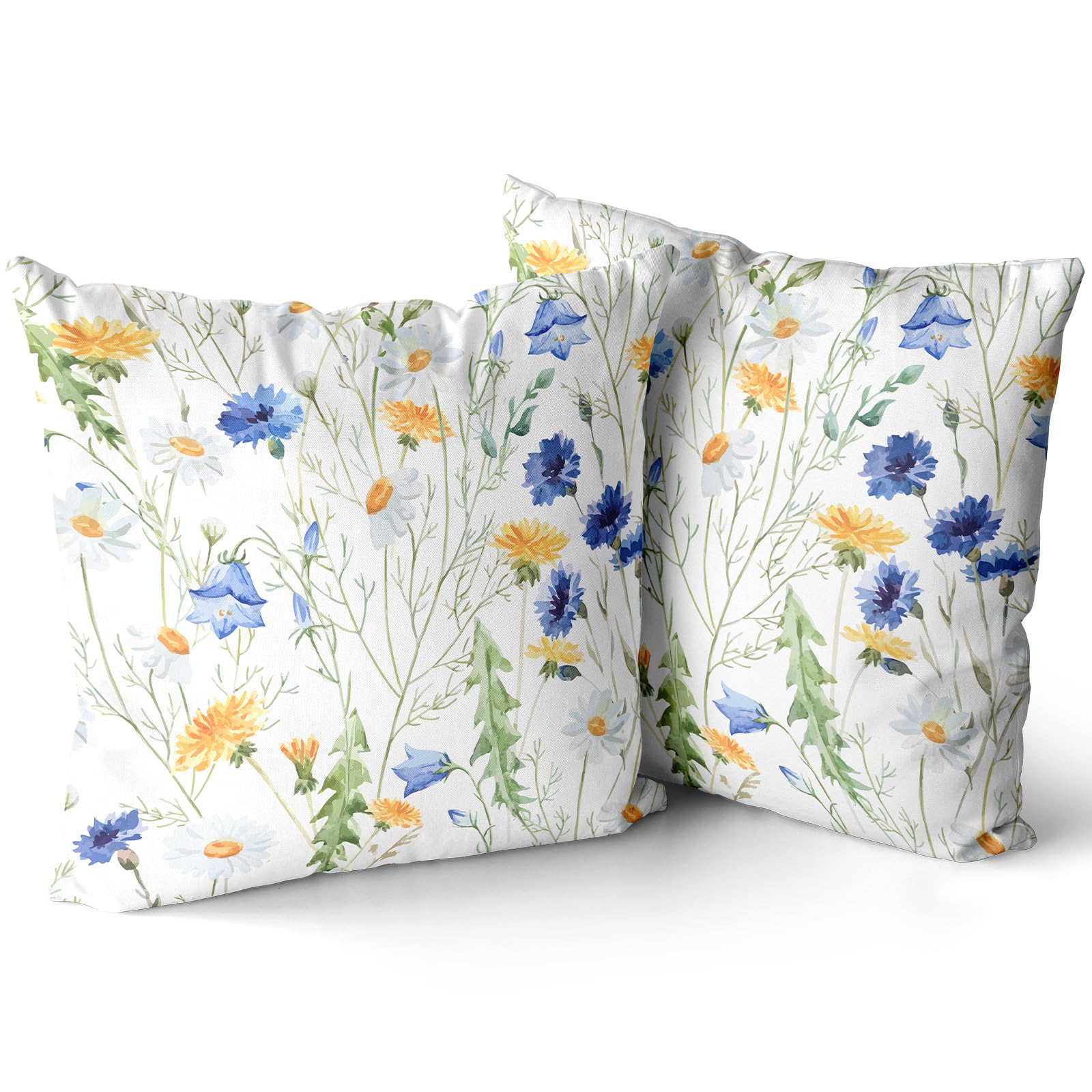 XPHZZL Cushion Covers Set of 2 Pack 45 x 45 cm（18x18 inch）- Dutch Velvet Double Sided Garden Floral Decorative Pillow Covers for Sofa Bed Garden Outdoor Spring Decor Set of 2-White