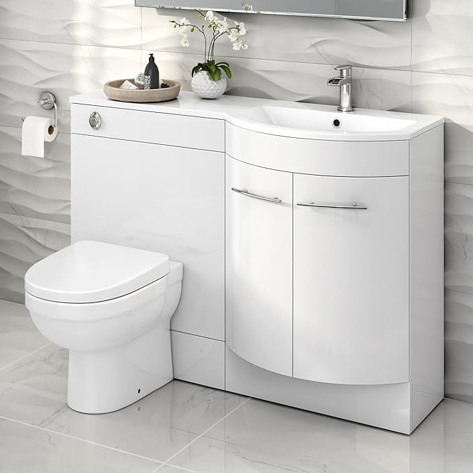 1200 mm White Vanity Unit Countertop Basin + Toilet Bathroom Furniture