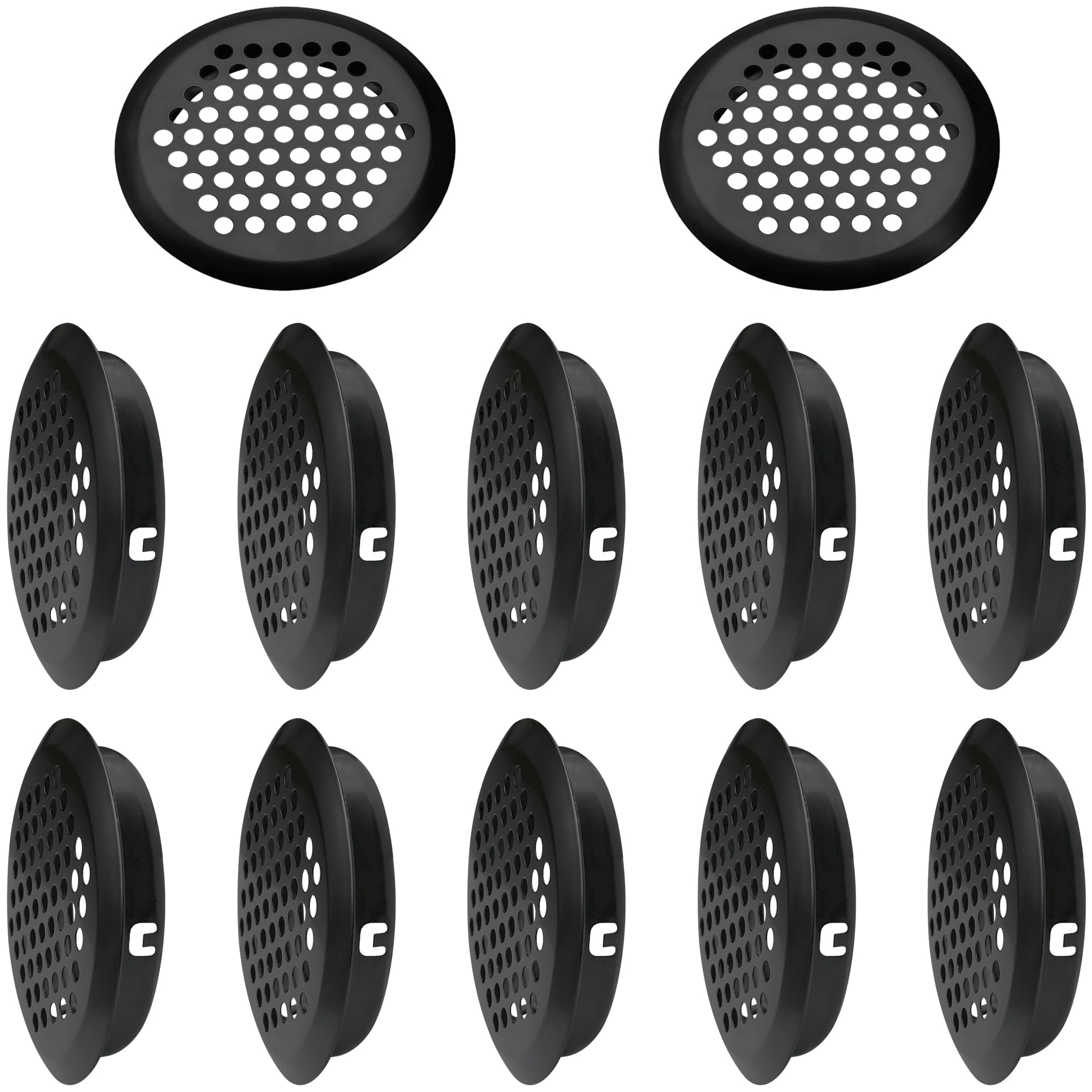 12 PCS Round Louver Grill Cover Air Vents (Black)
