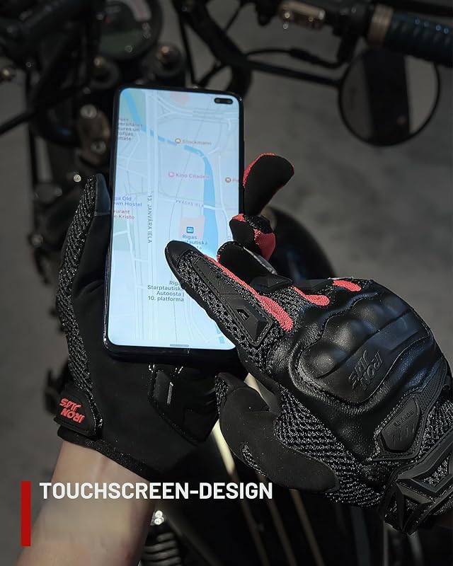 Motorradhandschuhe Herren Sommer Touchscreen weich atmungsaktiv und bequem geeignet für Motorradfahren Bergsteigen Wandern und andere Outdoor-Sportarten Rot-M