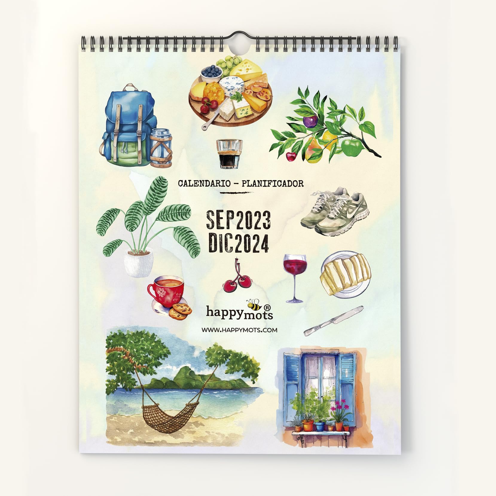 HappyMots Wall Calendar 2023 2024 | 16 Months Sep 2023 - Dec 2024 | Calendar 2024 Monthly Organizer | A3 Size | With Space to Point
