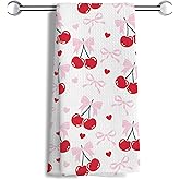 MANCUNCER Cherry Kitchen Hand Towel Decor, Cherry Dish Towel for Kitchen Bathroom Decor,Cherry Gifts Kitchen Towels for Cherry Lover,16x24 Inch
