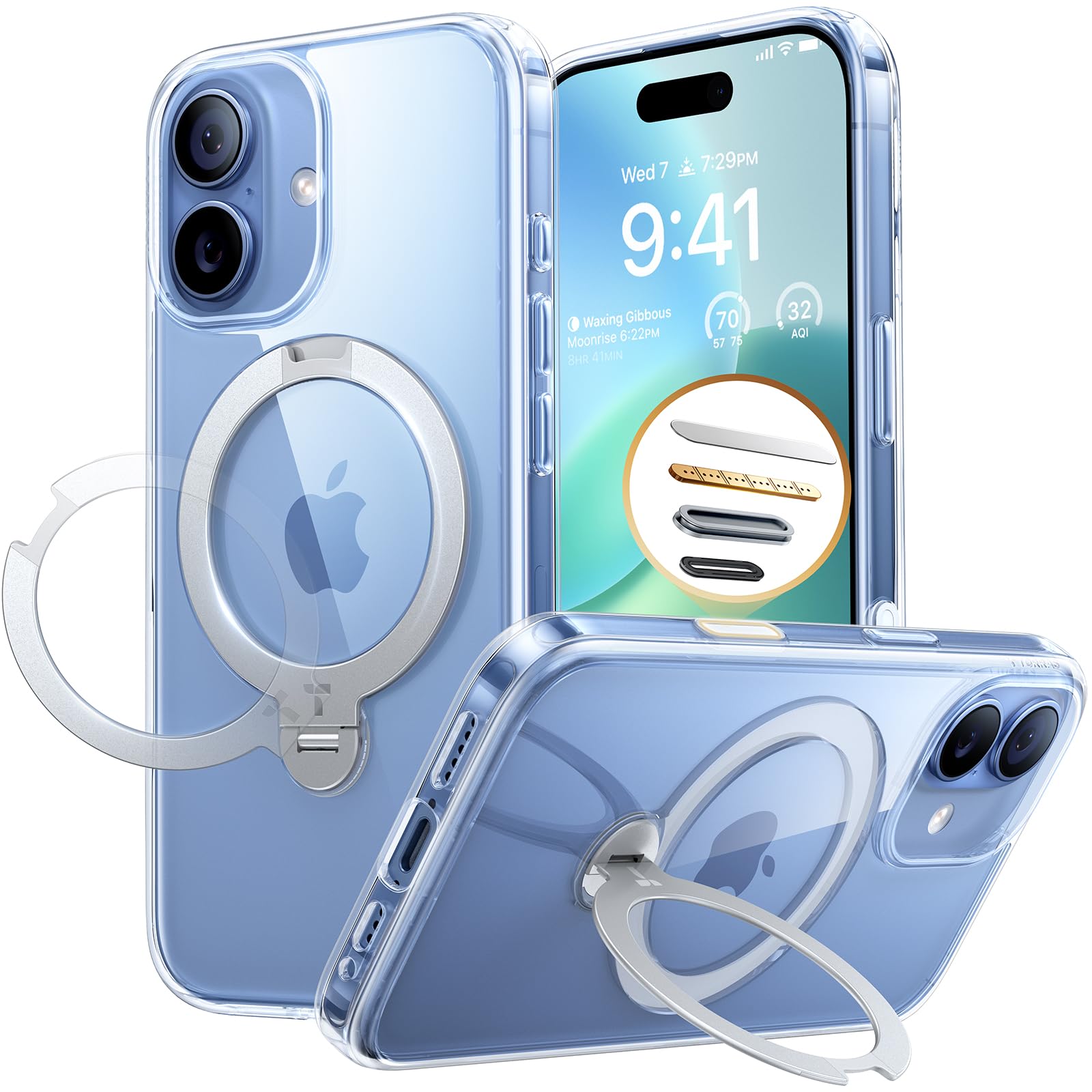 Photo 1 of TORRAS Q3 360 Spin for iPhone 17 Case with Stand 360, Fit for MagSafe, Non-Yellowing Kickstand Case for 17 Phone Case with Camera Control Cover, Hard PC Protection, Clear