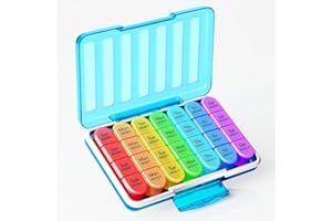 Zoksi Moistureproof Weekly Pill Organizer 4 Times a Day, 7 Day Pill Box 4X a Day, One Week Travel Pill Case with 28 Compartments, Medicine Container for Vitamins, Supplements or Medication(Blue)