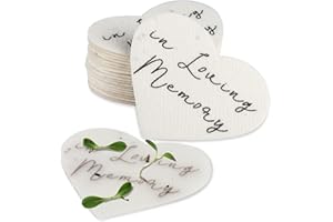 EZOON Plantable Wildflower Seeds Paper Heart Shaped with in Loving Memory- 50 Recycled Sympathy Gifts for Loss of Father Mother Loved One- Funeral Memorial Seed Paper Packets for Guest(NO Cards Included)