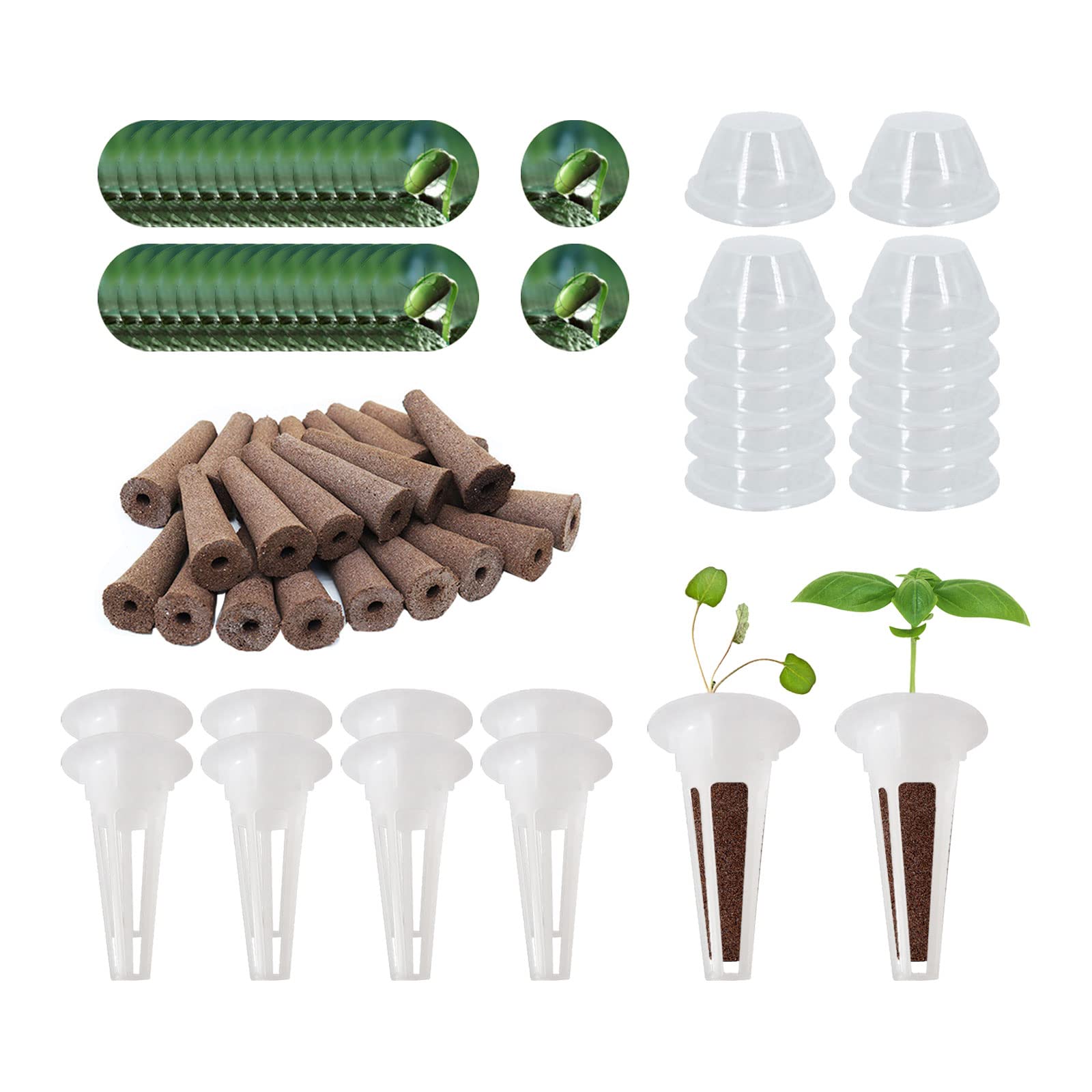 120pcs Seed Pod Kit, Hydroponic Growing System, 30 Grow Sponges, 30 Grow Baskets, 30 Pod Labels, 30 Domes, Seedling Starter Sponges Kit