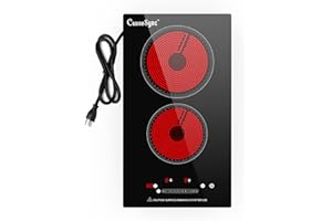 Cusinesync 2 Burner Electric Cooktop, 12 Inch Electric Stove Top with 9 Power Levels, Touch Control, Timer, Child Lock and Residual Heat Warning, Ideal for Countertop & Built-In Use (110-120V)