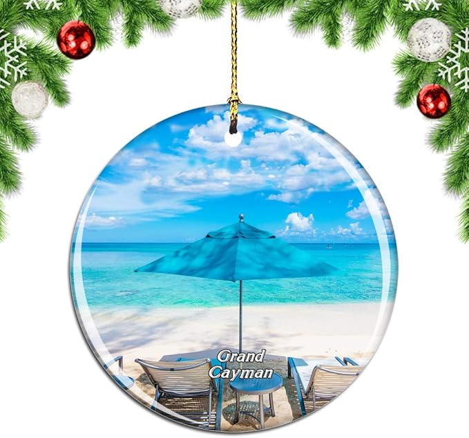 Amazon Com Weekino Seven Mile Beach Grand Cayman Uk Christmas Xmas Tree Ornament Decoration Hanging Pendant Decor City Travel Souvenir Collection Double Sided Porcelain 2 85 Inch Home Kitchen