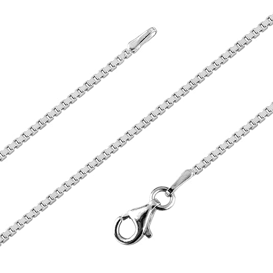 Avesano Damen Venezianerkette 925 Sterling Silber diamantiert, 1,2mm breit, Frauen Halskette, Silberkette ohne Anhänger, Läng