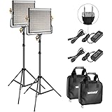 Neewer 2パック 調光可能な二色480 LEDビデオライトとスタンドライティングキット Uブラケット付きの3200K-5600K CRI 96+ LEDパネル、75インチライトスタンド YouTubeスタジオ撮影とビデオ撮影用