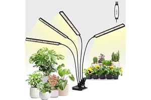 FOXGARDEN® Grow Lights Full Spectrum, Four-Head Plant Lights for Indoor Growing with Flexible Gooseneck, 208 LEDs Clip Grow Lamp with 4/8/12H Timer, 4 Brightness Levels, Ideal for Indoor Growth