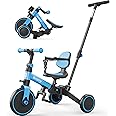 besrey 5 in 1 Toddler Bike, Toddler Tricycle for 1-3 Year Old, Trike with Push Handle, Backrest and Safety Belt, Birthday Gifts and Toys for Boys and Girls, Balance Bike