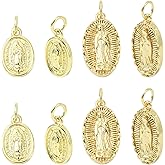 LEGENTLISUR Virgin Mary Charms for Jewelry Making 18K Gold Oval Metal Dangle Charms for Earrings Necklaces DIY Craft Supplies