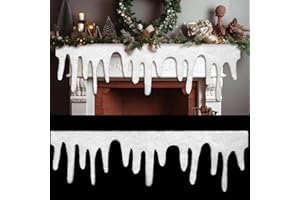 Apragaz 4 Packs Icicle Christmas Snow Blanket, Artificial Snow Fireplace Blanket Roll Mantle Cover for Village Decoration, 14 * 47 Inches Xmas Holiday Décor