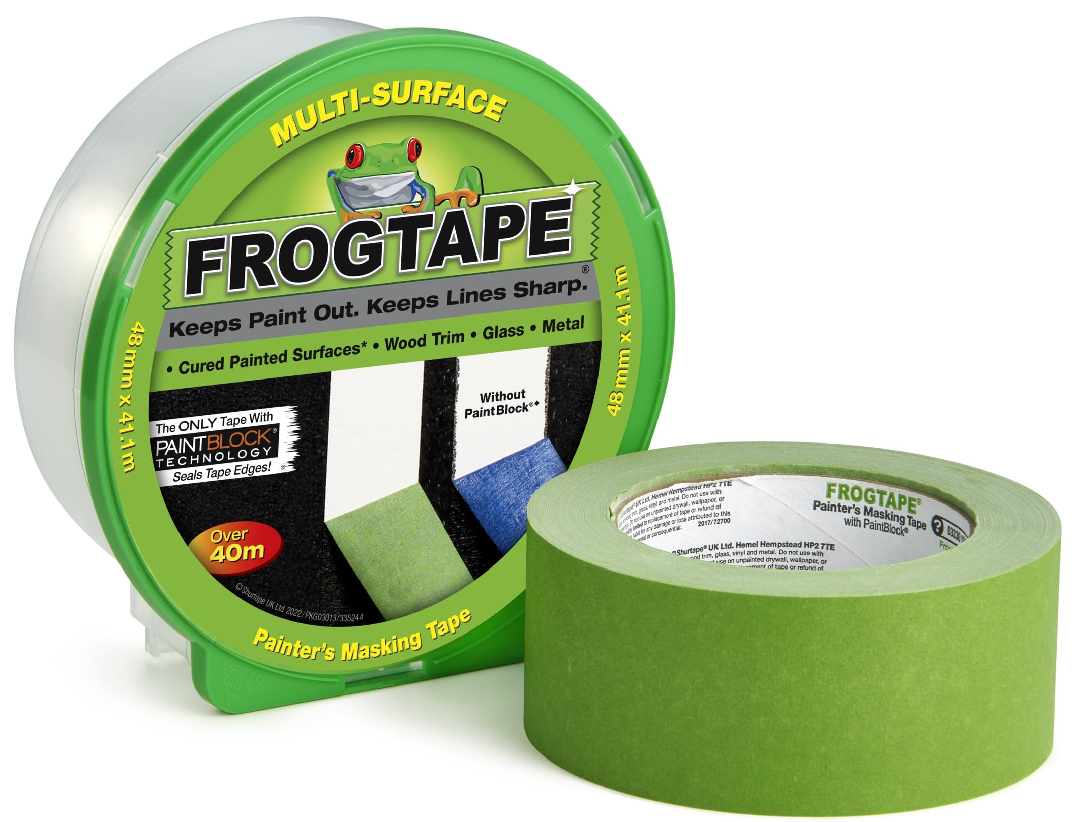 Frog Tape Green Multi Surface Painters Masking Tape 48mm x 41.1m. Indoor painting and decorating for sharp lines and no paint bleed
