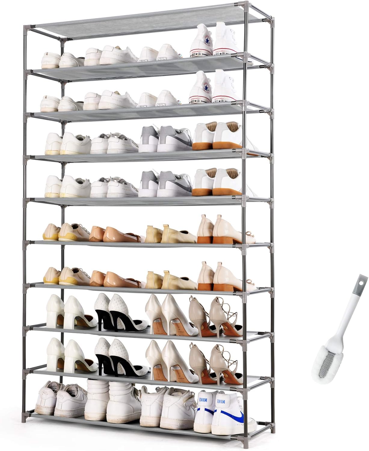 10 tier shoe rack on Amazon Com Hodyann 10 Tier Shoe Rack Non Woven Fabric Storage Organizer 50 Pairs Space Saving Shoe Tower Home Improvement