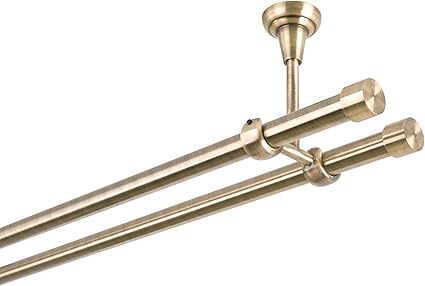 Gardinenstange 16 mm 2-läufig Deckenbefestigung Antik-Gold Metall Neu