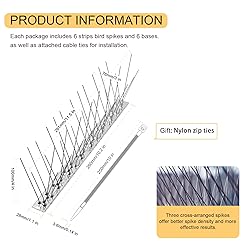 OFFO Bird Spikes with Stainless Steel Base, Covers
