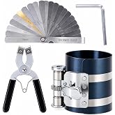 MWMNUN Piston Ring Compressor Tool Car Engine Piston Ring Installer Removal Kit Adjustable Sizes From 2-1/8 Inches To 7 Inches，with Piston Installer Plier and Stainless Steel Feeler Gauge