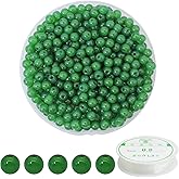 ZHFMLY 600pcs 6MM Green Glass Beads Handcrafted Round Lampwork Smooth Loose Bracelet Beads for DIY Jewelry Making