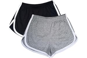 Cameway 2 Pack Women Cotton Running Athletic Shorts Gym Yoga Summer Active Dance Shorts Pants