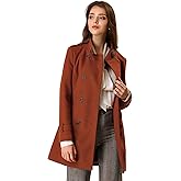 Allegra K Women's Stand Collar Double Breasted Pockets Trendy Outwear Winter Coat with Belt