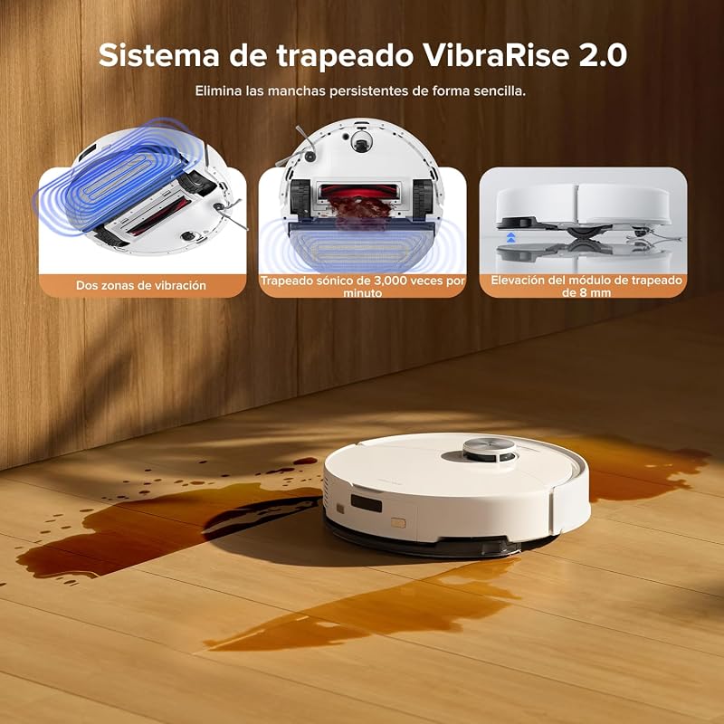 roborock Q10 S5+ set Robot Vacuum e Mop 2 em 1 de 10000 Pa, Sistema Anti-Emaranhado Duplo, Prevenção de Obstáculos, 7 Semanas de Auto-Esvaziamento, Navegação LiDAR PreciSense, App Control, Branco