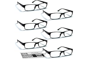 Boost Eyewear 6 Pack Reading Glasses, Traditional Black Frames, with Spring Loaded Hinges