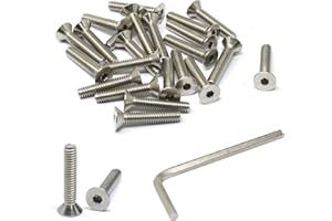 iexcell 25 Pcs 1/4-20 x 1-3/8" Stainless Steel 304 Hex Socket Flat Head Cap Screws Bolts Kit