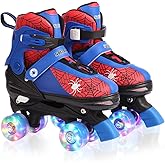 Nattork Kids Roller Skates for Boys Girls, 4 Sizes Adjustable Quad Skates for Kids with Light up Wheels,Cool Birthday Gift for Children Beginners Indoor Outdoor Sports