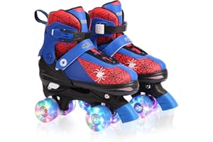 BASYNOL Nattork Kids Roller Skates for Boys Girls, 4 Sizes Adjustable Quad Skates for Kids with Light up Wheels,Cool Birthday Gift for Children Beginners Indoor Outdoor Sports