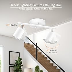 Track Lighting Ceiling, White 2 Lights Track
