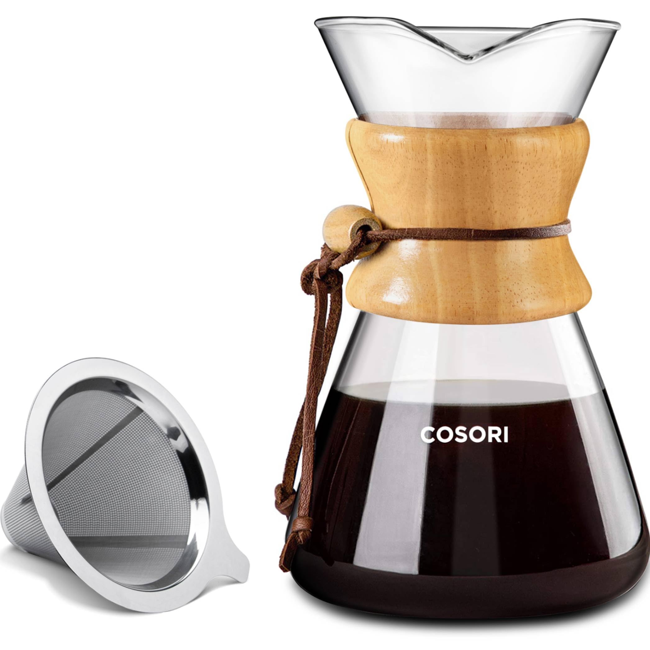 Photo 1 of COSORI Pour Over Coffee Maker with Double Layer Stainless Steel Filter, 8-Cup, 34oz, Drip Coffee Maker, Coffee Dripper Brewer, High Heat Resistant Carafe, also for Camping, Hiking