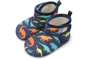 BARERUN Toddler Slippers Girls Boys House Shoes Baby Winter Booties Plush Cozy Kids House Slipper Warm Lightweight Infant Walking Shoes Socks